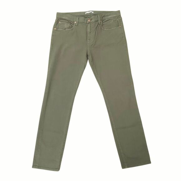 7 For All Mankind Jeans Womens 29 Green Slim Straight Stretch High Rise Denim - Picture 1 of 11